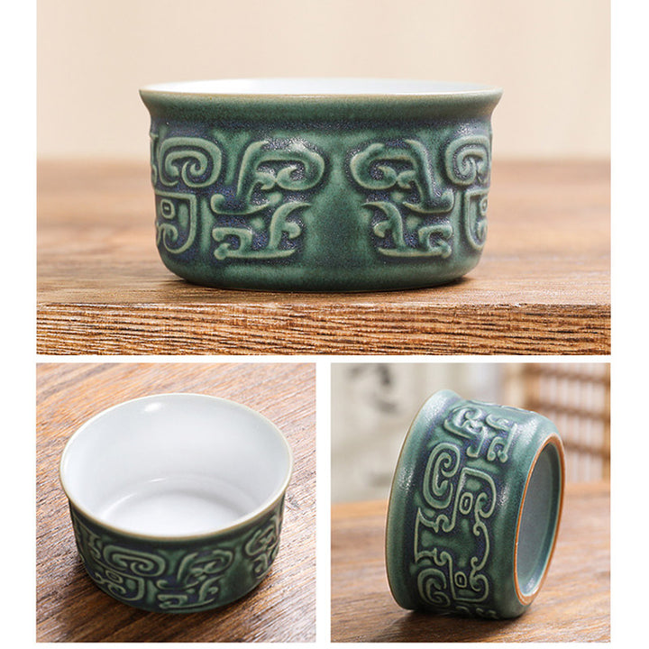 Buddha Stones Sanxingdui Keramik Teetasse Kung Fu Teetasse mit Tasche