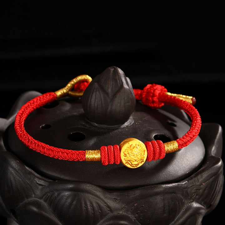 Buddha Stones Jahr des Drachen 999 Gold Tai Sui Amulett Big Dipper Luck Handgefertigtes Armband