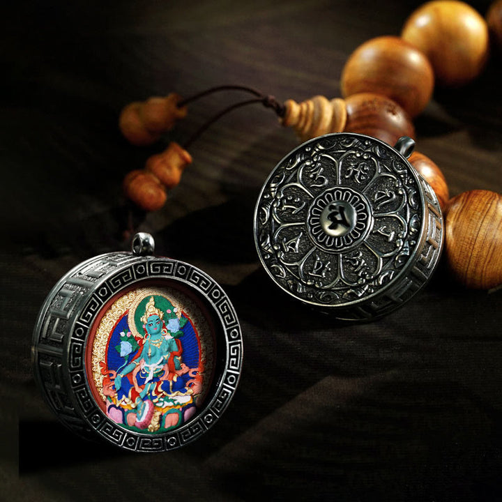 Tibet handgemachte Medizin Buddha Zakiram Göttin des Reichtums grüne Tara Mantra Lotus Thangka Charm Zubehör