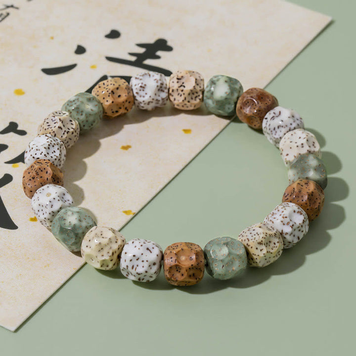 Armband mit Buddha Stonesn, natürlichem, buntem Bodhi-Samen, Glücksverheißung, Reichtum