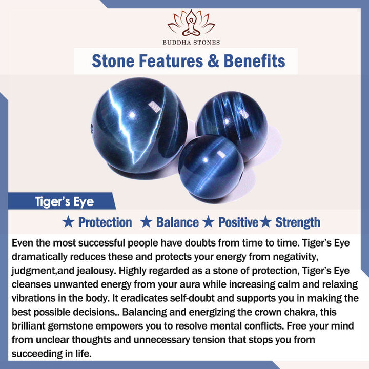 Buddha Stones Göttliches blaues Tigerauge-Stein-Schutzarmband