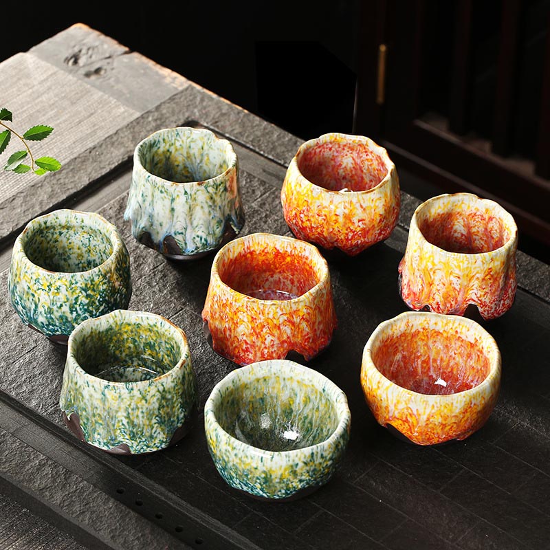 Buddha Stones, Orange, Rot, Grün, Gelb, Keramik-Teetasse, Kung-Fu-Teetasse