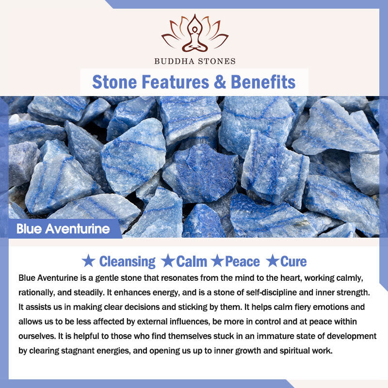 Buddha Stones Natürliches blaues Aventurin-Kristallperlen-Heilarmband
