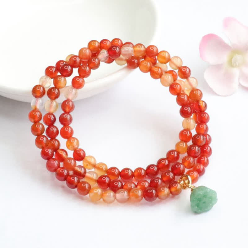 Natürliches rotes Achat-Jade-Lotus-Vertrauens-Segen-Armband