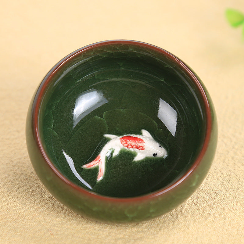 Buddha Stones Niedliche Koi-Fisch-Teetasse aus Keramik, Kung-Fu-Teetasse, Schüssel, 45 ml