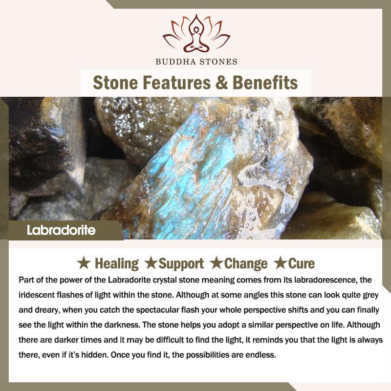 Buddha Stones Natürliches Labradorit-Mondstein-Perlenarmband zur Unterstützung der Heilung