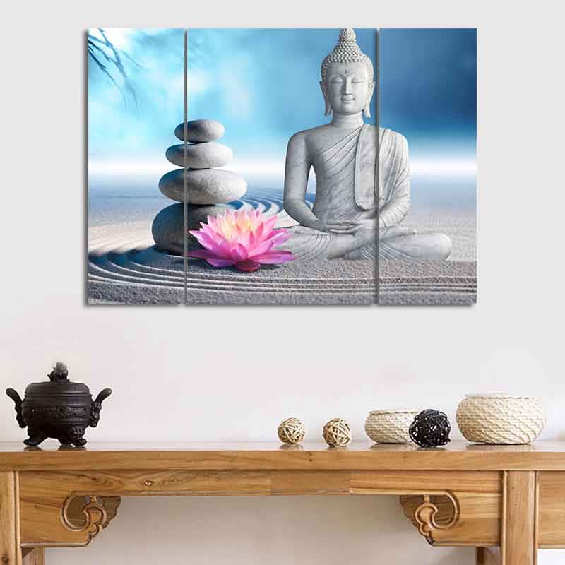 Buddha Stones, sitzend, Meditation, Buddha, Lotus, Segen, Mitgefühl, Gleichgewicht, Steinhaufen, Zen-Felsen, Wandkunst