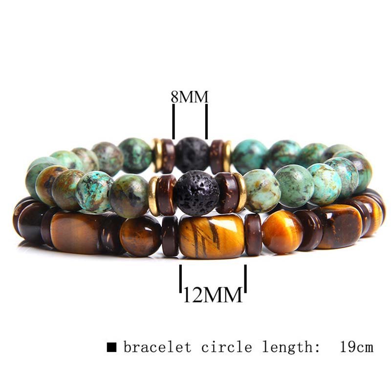 Buddha Stones 2PCS Heilkristall-Kaiserstein-Tigerauge-Perlenarmband