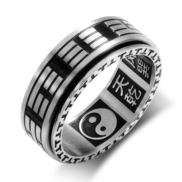 Buddha Stones Bagua Yin Yang Titanstahl Balance Drehbarer Ring