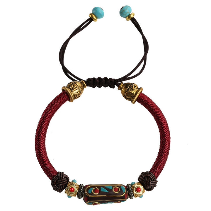 Buddha Stones Handgefertigtes tibetisches Türkis Om Mani Padme Hum Strength geflochtenes Armband