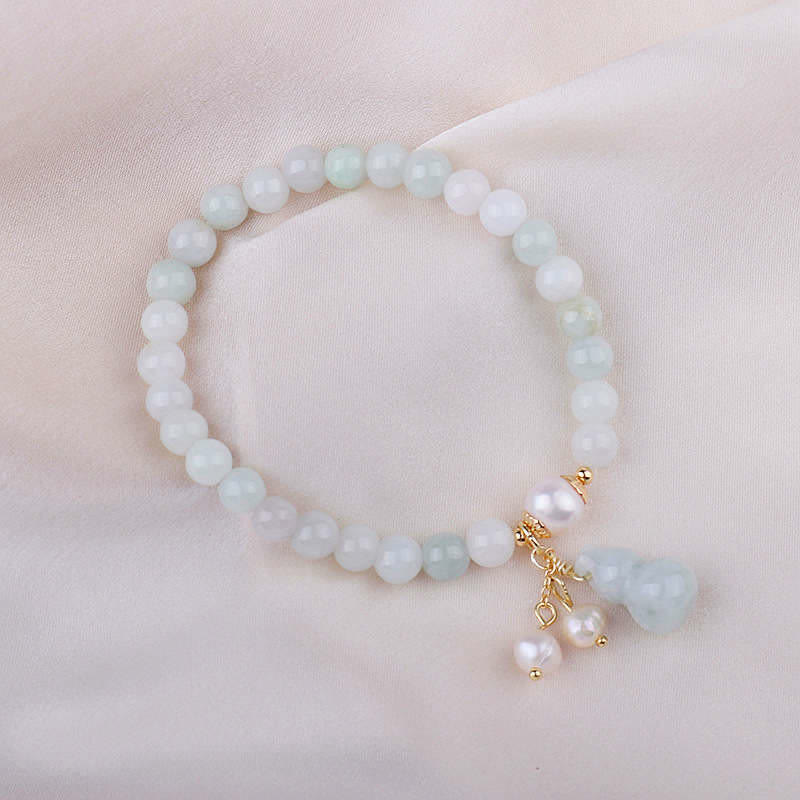 Armband mit Buddha Stonesn, natürlicher Jade, Perlenkürbis, Wohlstand, Glück