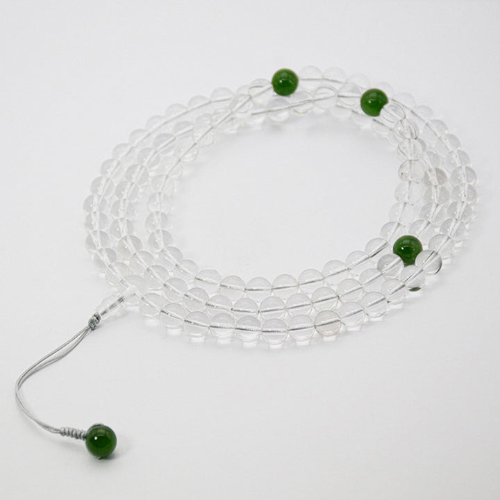 108 Perlen Weiß Kristall-Jade-Meditationsarmband Mala