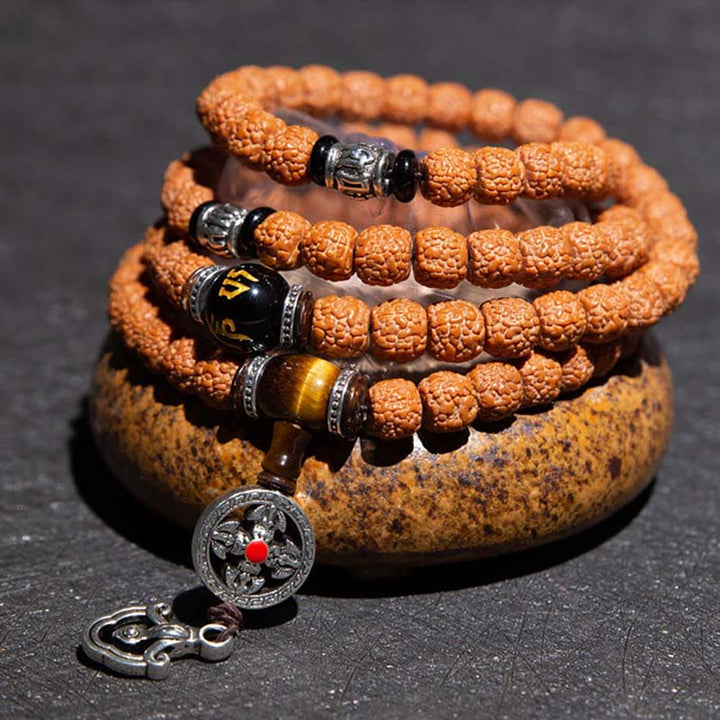 Tibet 108 Mala Perlen Rudraksha Bodhi Samen Chinesisches Sternzeichen Natal Buddha Reichtum Charm Armband