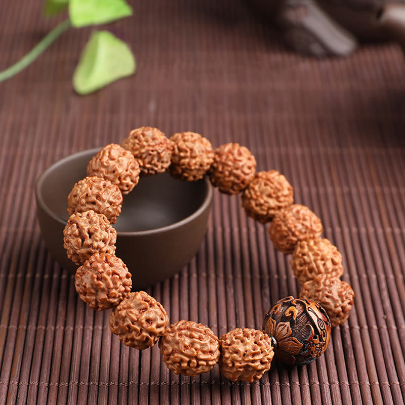 Buddha Stones Tibet Rudraksha Bodhi Seed PiXiu Kupfer Münze Reichtum Glück Armband