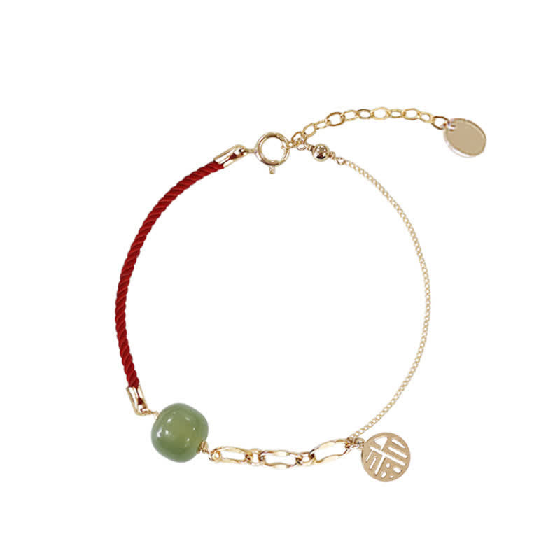 Buddha Stones Perlen-Jade-Glücks-Kettenarmband