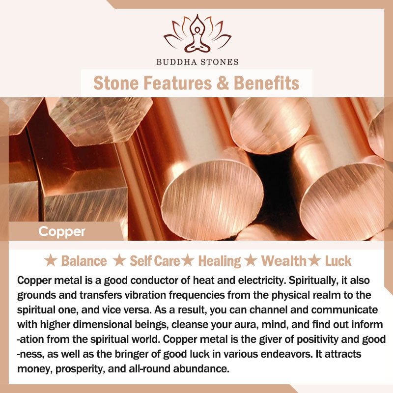 Buddha Stones, Ebenholz, Kupfer, Balance-Schutz, Paar-Armband