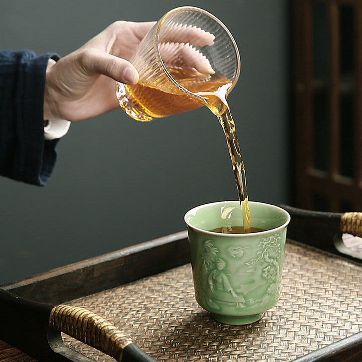 Buddha Stones Bäume Pavillon Berge Flüsse Kiefer Keramik Teetasse Kung Fu Teetasse