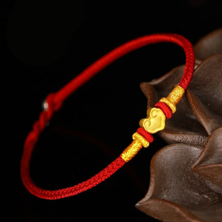 Buddha Stones wünscht Ihnen alles Gute. 999 Gold Lock Of Good Wishes Schutz Kinder Kind Eltern Handgefertigtes Armband
