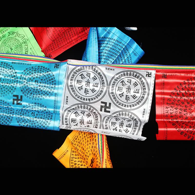Tibetische 5 Farben Windhorse Auspicious Swastika Outdoor 20 Stück Gebetsfahne