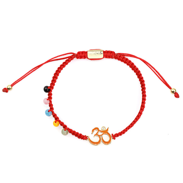 Buddha Stones, tibetisches handgefertigtes OM-Achtsamkeits-Armband mit roter Schnur