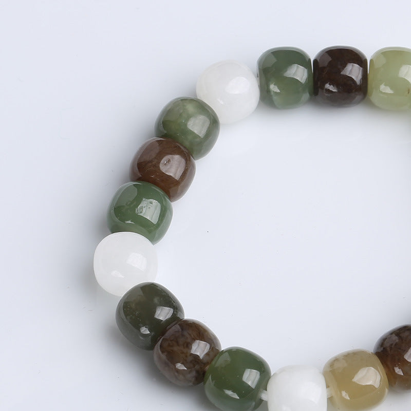 Glückssegen-Armband mit Farbverlauf aus Jade mit Buddha Stonesn