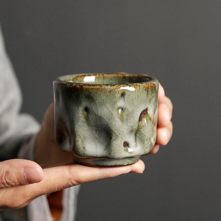 Buddha Stones, handgefertigt, einfache rissige Eisstruktur, chinesische Jianzhan-Keramik-Teetasse, Kung-Fu-Teetasse