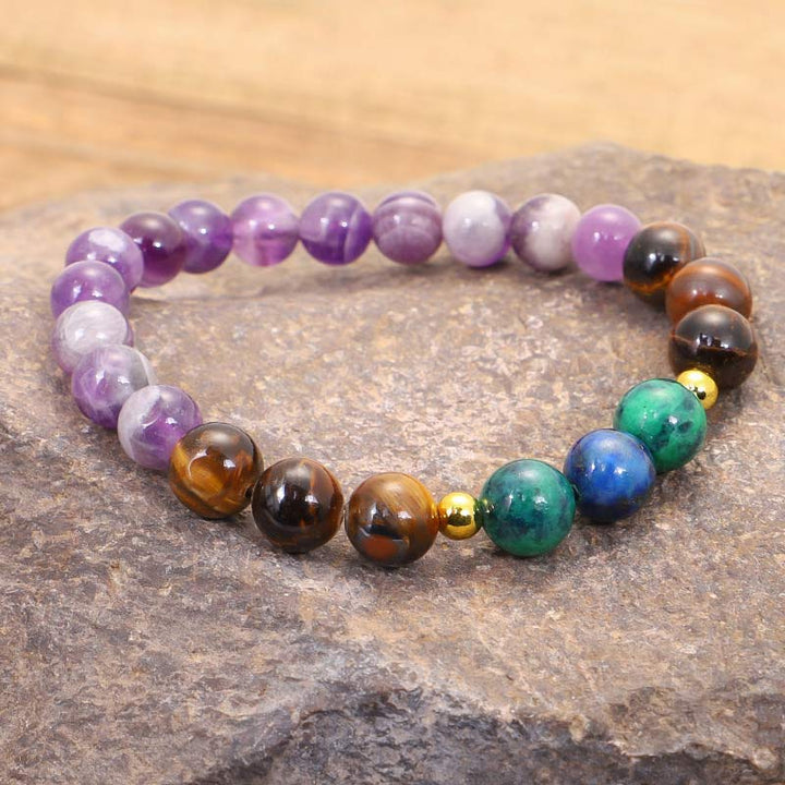 Buddha Stones Tibetischer Amethyst Purify Armband Mala Set