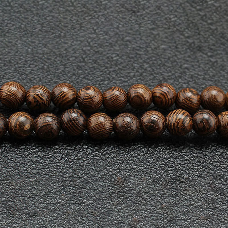 Buddha Stones Wenge Holz Türkis Stein Schutz Ruhe Halskette Anhänger