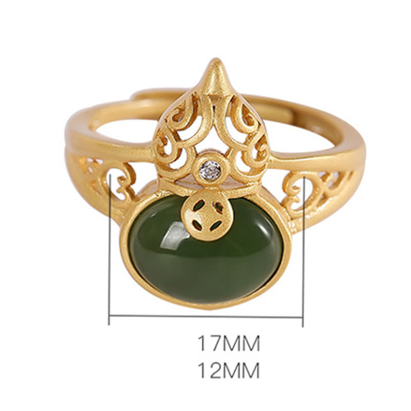 Verstellbarer Ring mit Buddha Stonesn, Kürbis, Cyan, Jade, Kupfer, Münze, Erfolg, Glück