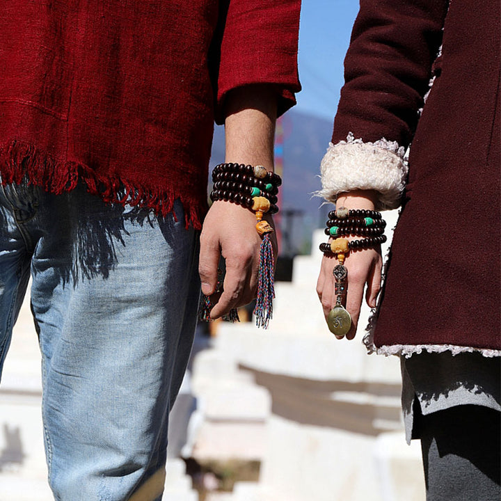 Tibet 108 Mala Perlen Lila Bodhi Samen Bagua Vajra Glücksgefühl Armband