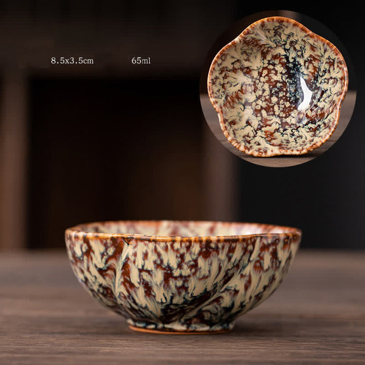 Buddha Stones, Pfirsichblüten-Muster, Keramik-Teetasse, Blumen-Teetassen