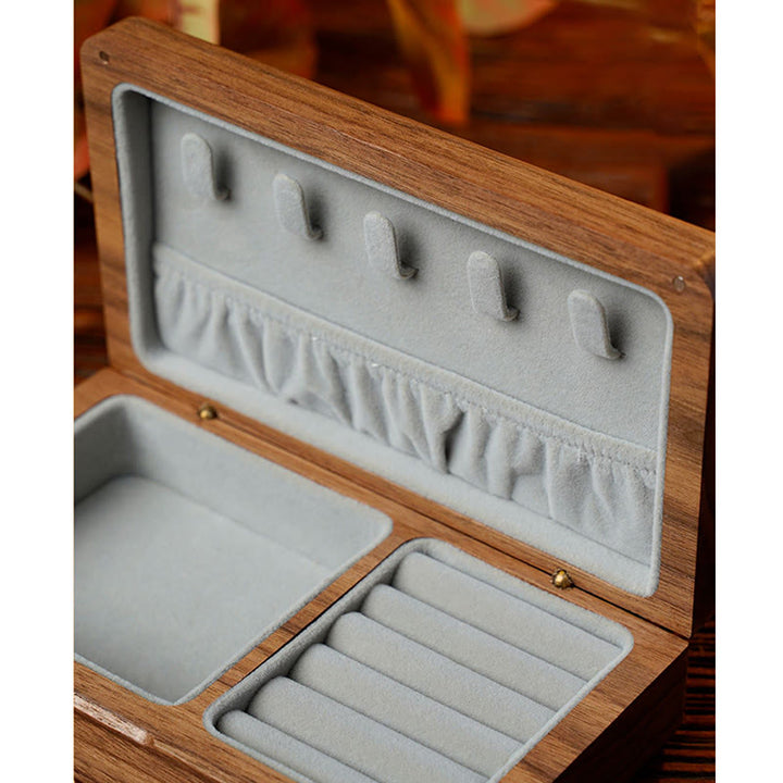 Vintage handgemachte schwarze Walnuss Holz Schmuck Aufbewahrungsbox Holz Geschenkbox