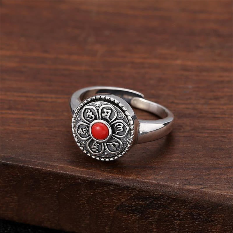 Buddha Stones Tibetischer Om Mani Padme Hum Peace drehbarer Ring