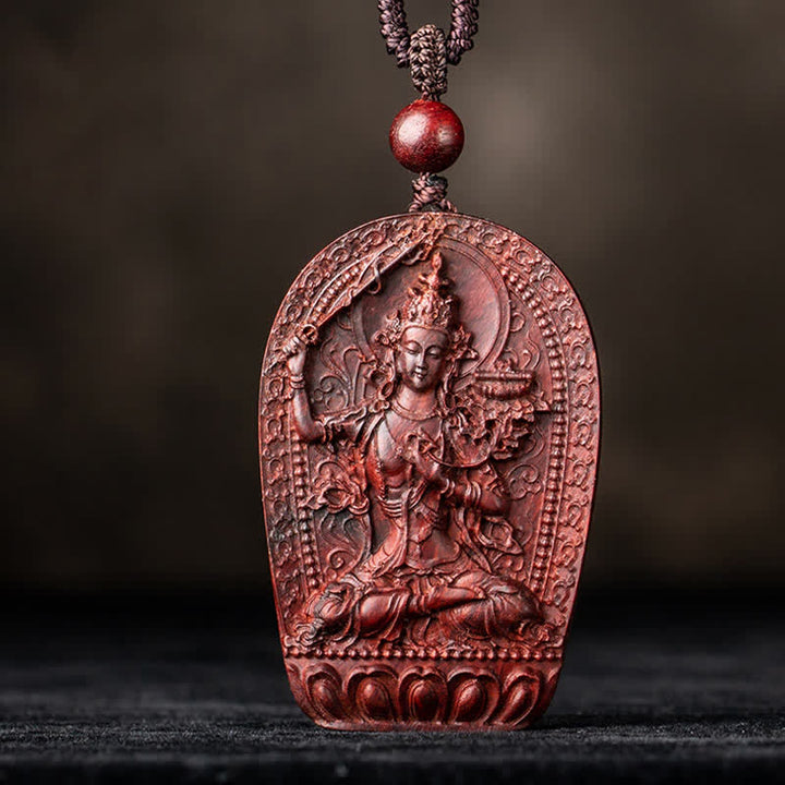 Chinesischer Sternzeichen-Natal-Buddha, kleines Blatt, rotes Sandelholz, Lotus-Schutz-Halsketten-Anhänger