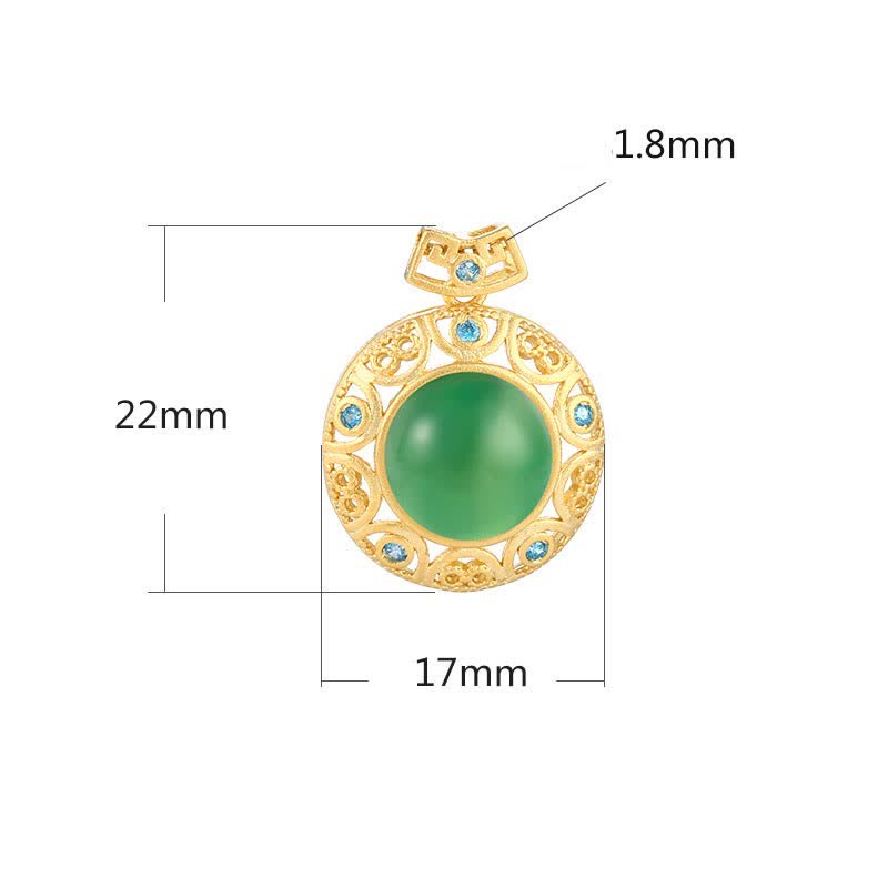 Halskettenanhänger aus 925er-Sterlingsilber mit grünem Chalcedon und Weiß Hetian-Jade