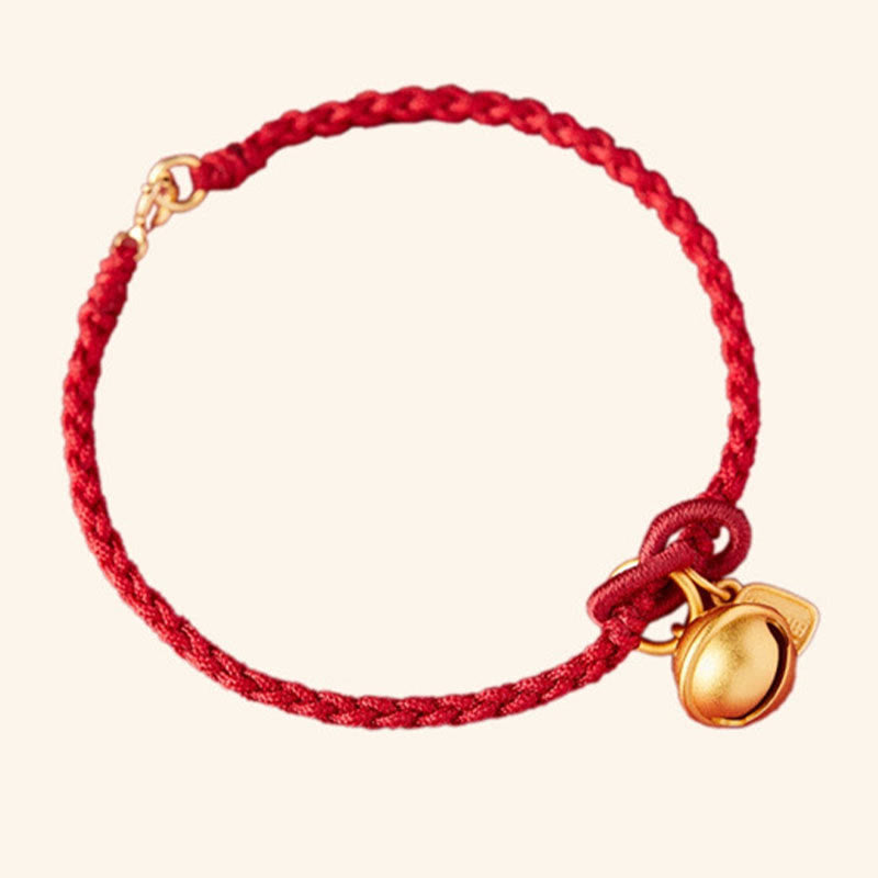 Buddha Stones, handgefertigt, Fu-Charakter-Charm, Glück, Glück, Glocke, rotes Seil-Armband