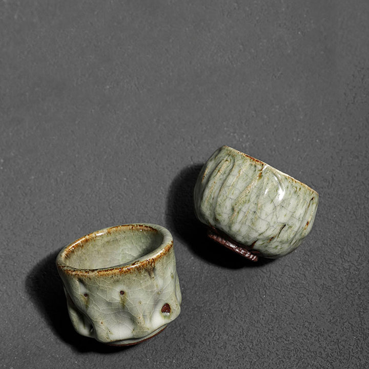 Buddha Stones, handgefertigt, einfache rissige Eisstruktur, chinesische Jianzhan-Keramik-Teetasse, Kung-Fu-Teetasse