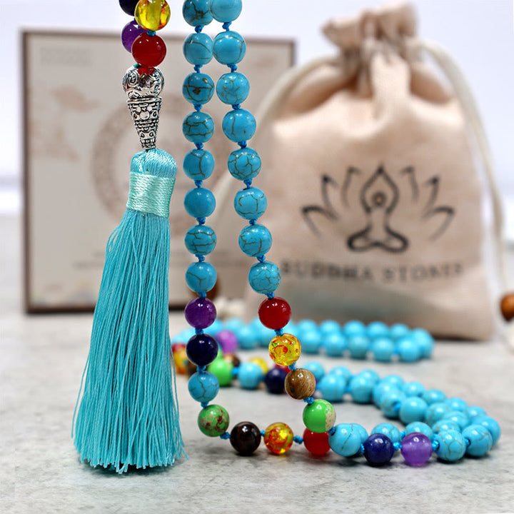 108 Mala Türkis Perlen Yoga Meditation Gebetskette Halskette
