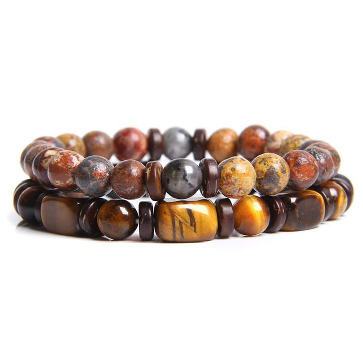 Buddha Stones 2PCS Heilkristall-Kaiserstein-Tigerauge-Perlenarmband