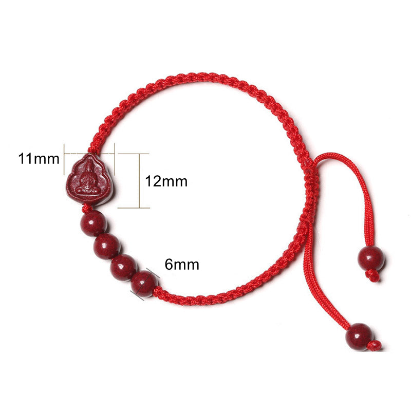 Buddha Stones Lachender Buddha Avalokitesvara Cinnabar Blessing String Armband