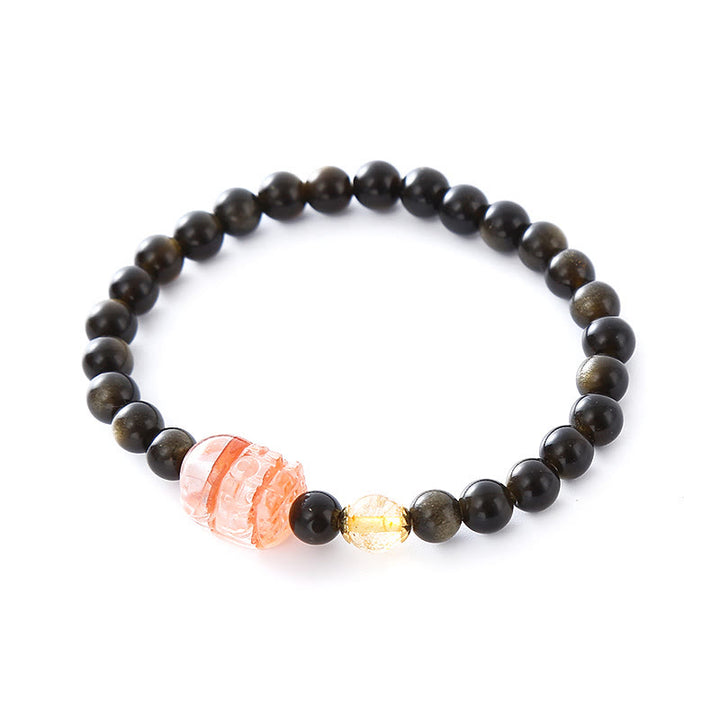 Buddha Stones PiXiu Vermögensschutz-Armband mit natürlichem Goldglanz-Obsidian