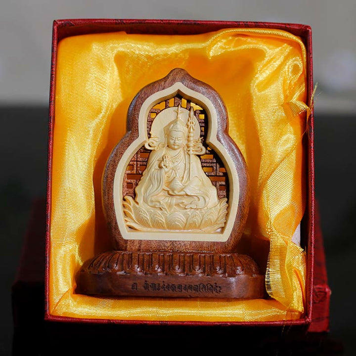 Guru Rinpoche Buddha Padmasambhavan Serenity Holz gravierte Statue Figur Dekoration