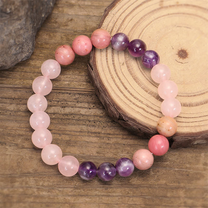 Buddha Stones 108 Mala Perlen Amethyst Rosenquarz Spirituelle Heilung Quastenarmband