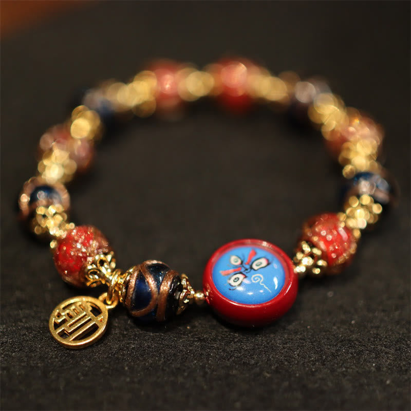 Tibetisches goldenes Schlucktier-Familien-Fünf-Gott des Reichtums-Thangka-Glücksperlenarmband