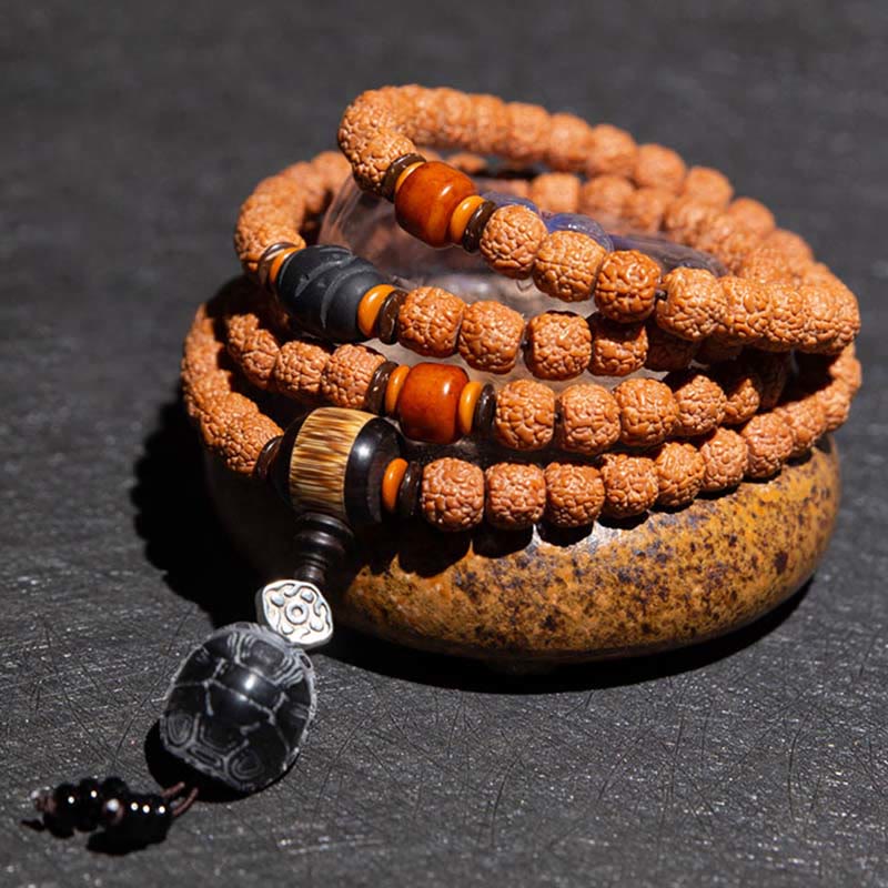 Tibet 108 Mala Perlen Rudraksha Bodhi Samen Chinesisches Sternzeichen Natal Buddha Reichtum Charm Armband