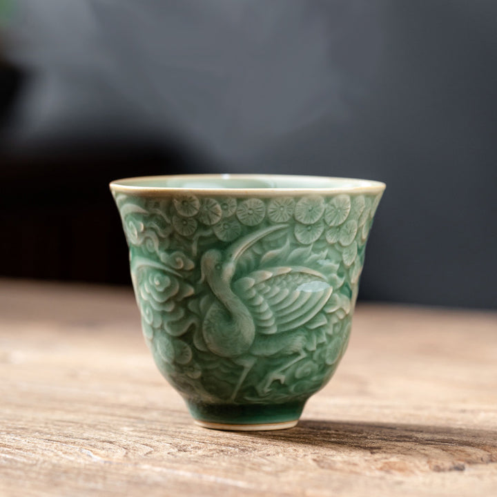 Buddha Stones Crane Pine Keramik Teetasse Kung Fu Teetasse 80 ml