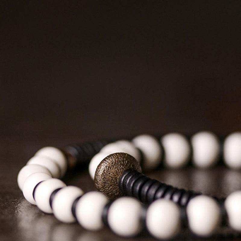 Buddha Stones Yak-Knochen-Ebenholz-Kupfer-Stärke-Paar-Armband