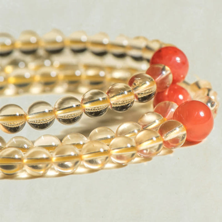 108 Mala-Perlen, 925er-Sterlingsilber, natürlicher Citrin, roter Achat, Weiß Jade, Wohlstands-Charm-Armband