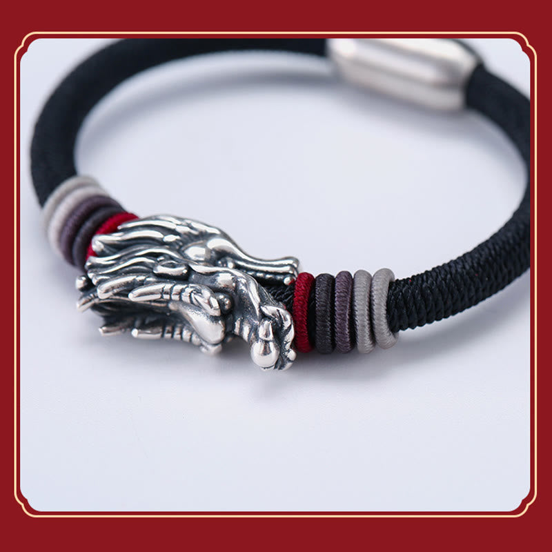 Buddha Stones 999 Sterling Silber Drache Glück Handgefertigtes geflochtenes Kinder-Erwachsenen-Armband