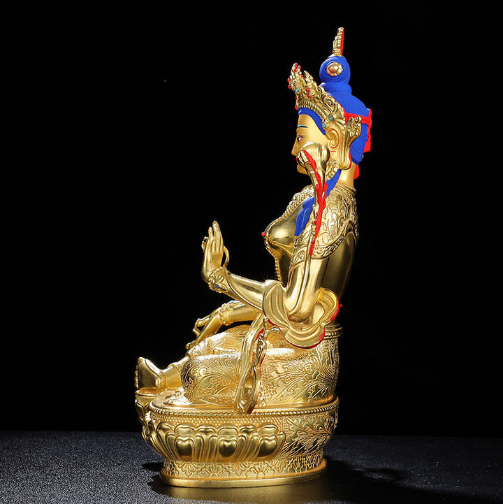 Bodhisattva Grüne Tara Schutz Kupfer vergoldet Statue Dekoration